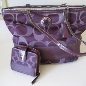 COACH purple logo purse & wallet